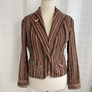 Vintage‎ Jones Wear Corduroy Striped Blazer Cotton Jacket Butterfly